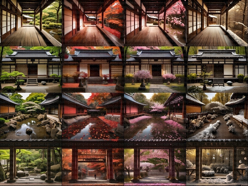 お得パック【背景素材404枚】京都風日本庭園・春夏秋冬101セット|商用利用OK TRPG・配信・動画向け