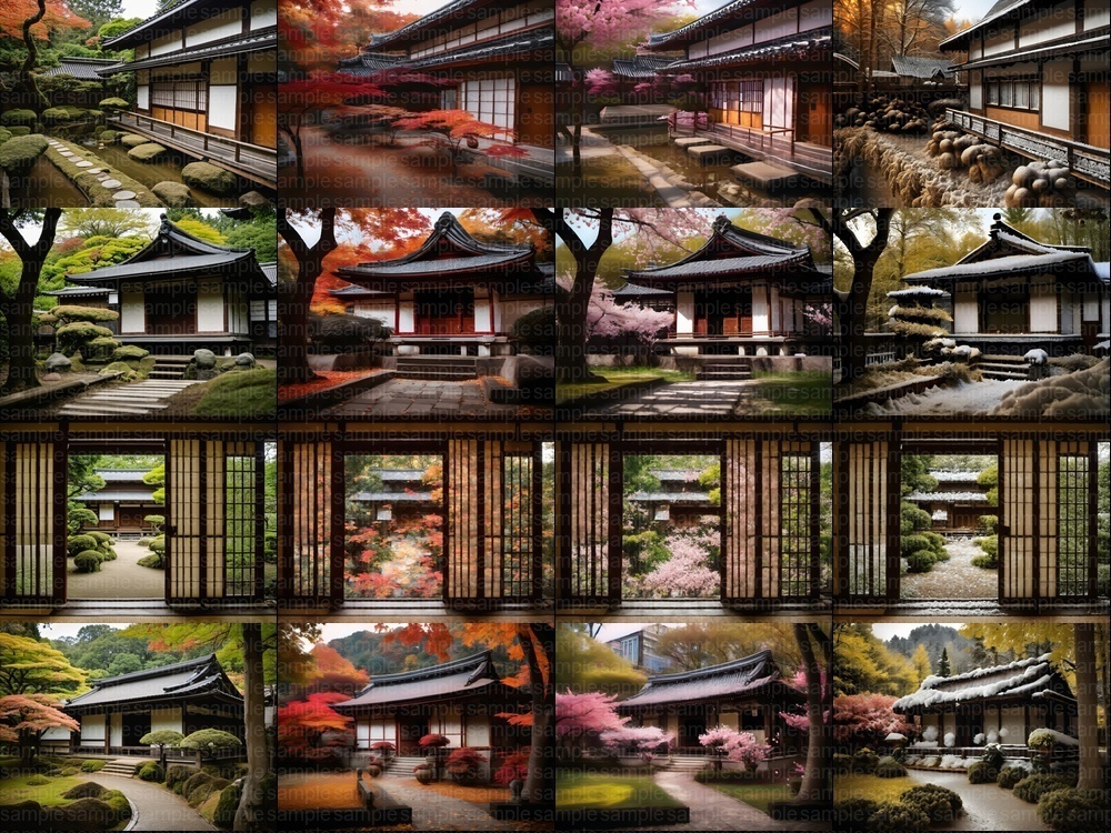 お得パック【背景素材404枚】京都風日本庭園・春夏秋冬101セット|商用利用OK TRPG・配信・動画向け