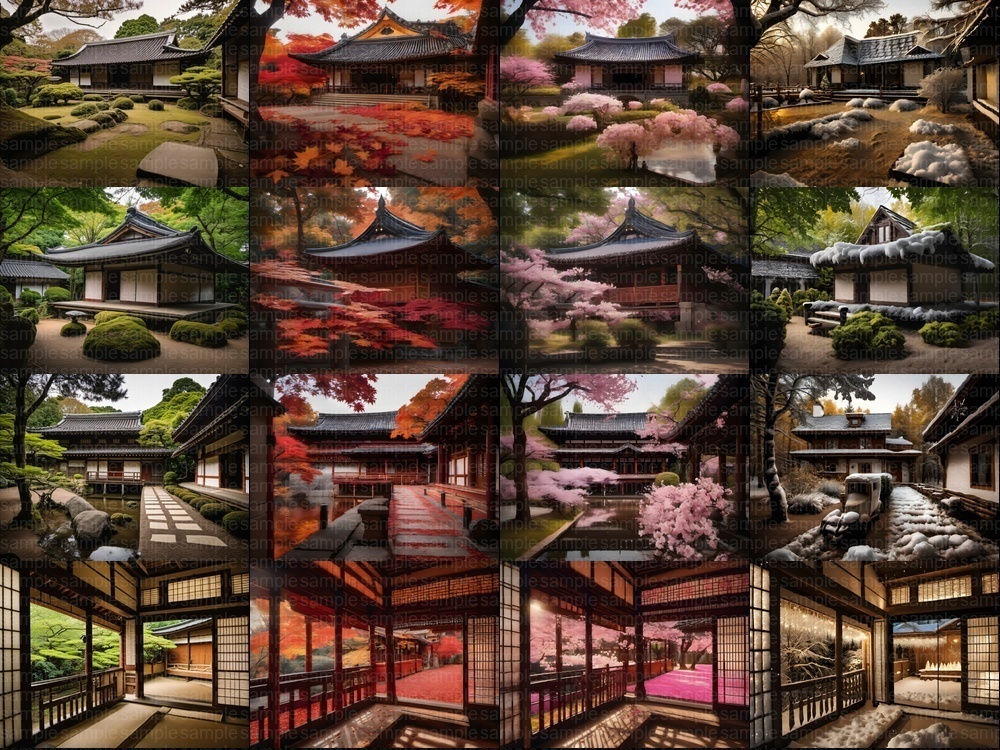 お得パック【背景素材404枚】京都風日本庭園・春夏秋冬101セット|商用利用OK TRPG・配信・動画向け