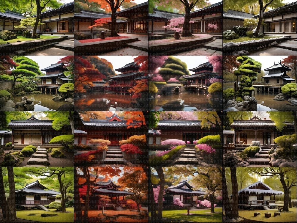 お得パック【背景素材404枚】京都風日本庭園・春夏秋冬101セット|商用利用OK TRPG・配信・動画向け