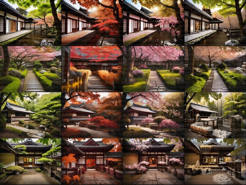 お得パック【背景素材404枚】京都風日本庭園・春夏秋冬101セット|商用利用OK TRPG・配信・動画向け