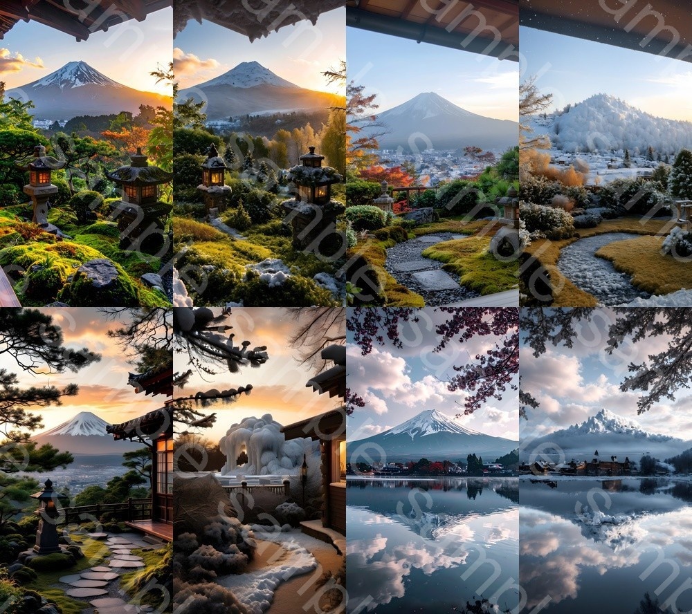 富士山と紅葉・雪景(秋冬フォトリアル背景集・全62枚)