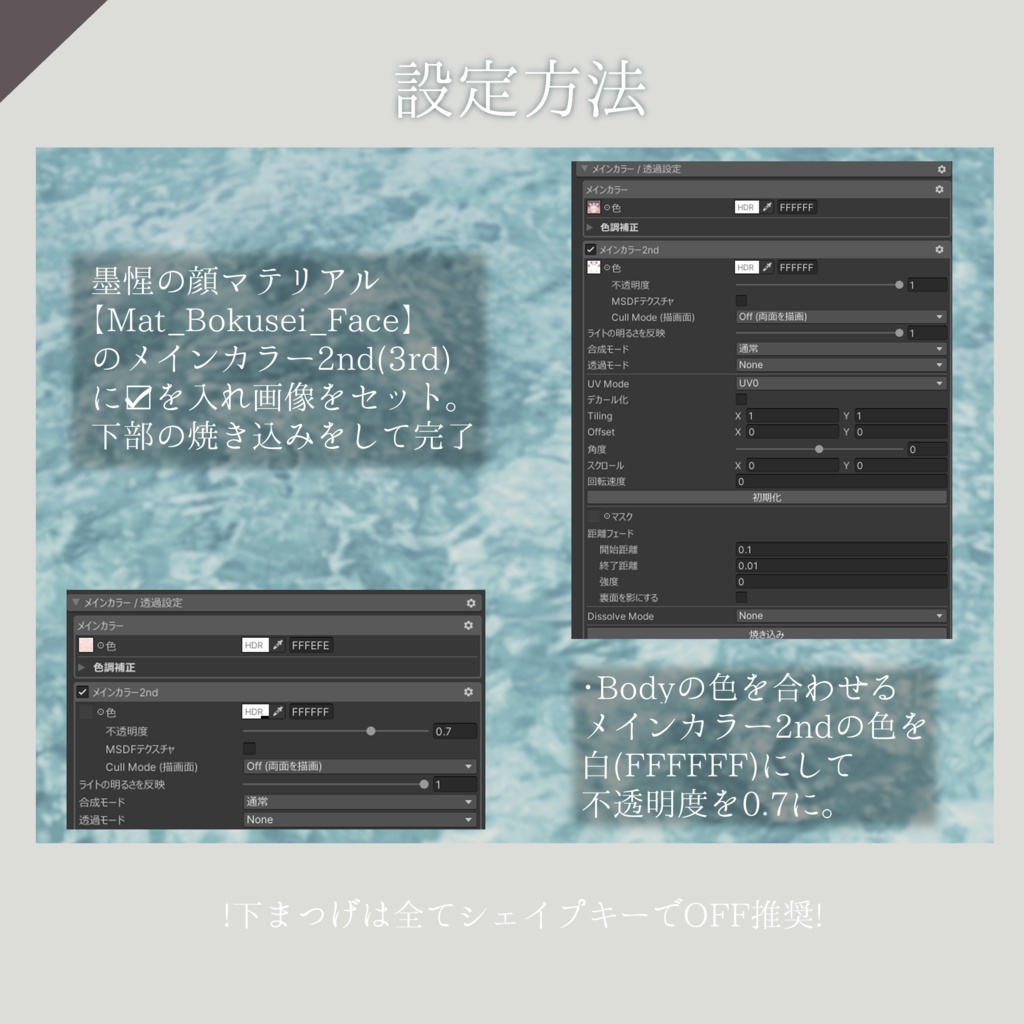 【墨惺専用】淡雪の余韻 - Make up+Eye Texture - Toon/Real 2type