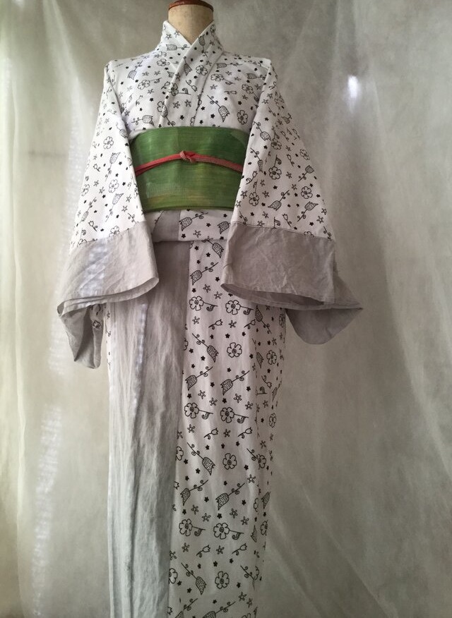 ジャージとコットンの切り替えkimono。　洗濯機で丸洗い