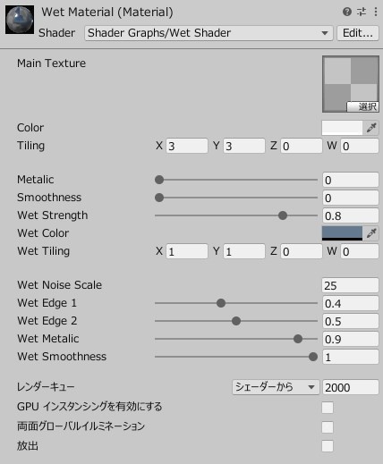 【Unity】URP用 ウェットシェーダー