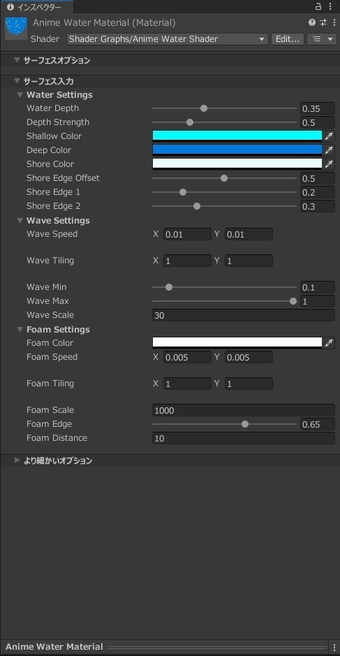 【Unity】URP用 アニメ水シェーダー