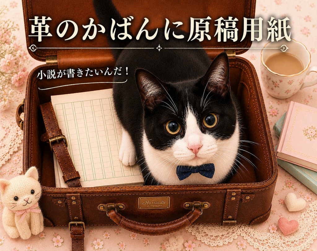 革のかばんに原稿用紙　小説が書きたいんだ！