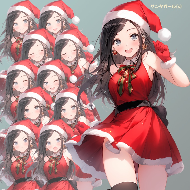 ロングヘアの女子高校生|半身立ち絵(服装4種×表情差分10種=合計40枚)