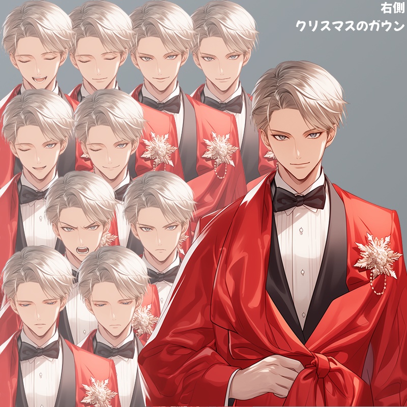 金髪の若い男|半身立ち絵(服装4種×表情差分10種=合計40枚)