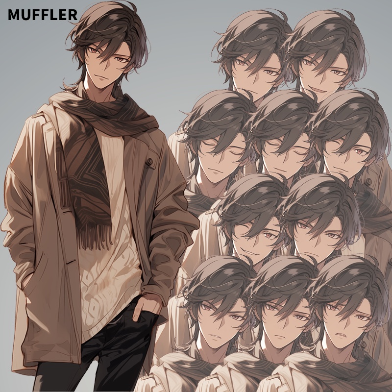 茶髪の若い男|半身立ち絵(服装3種×表情差分10種=合計30枚)