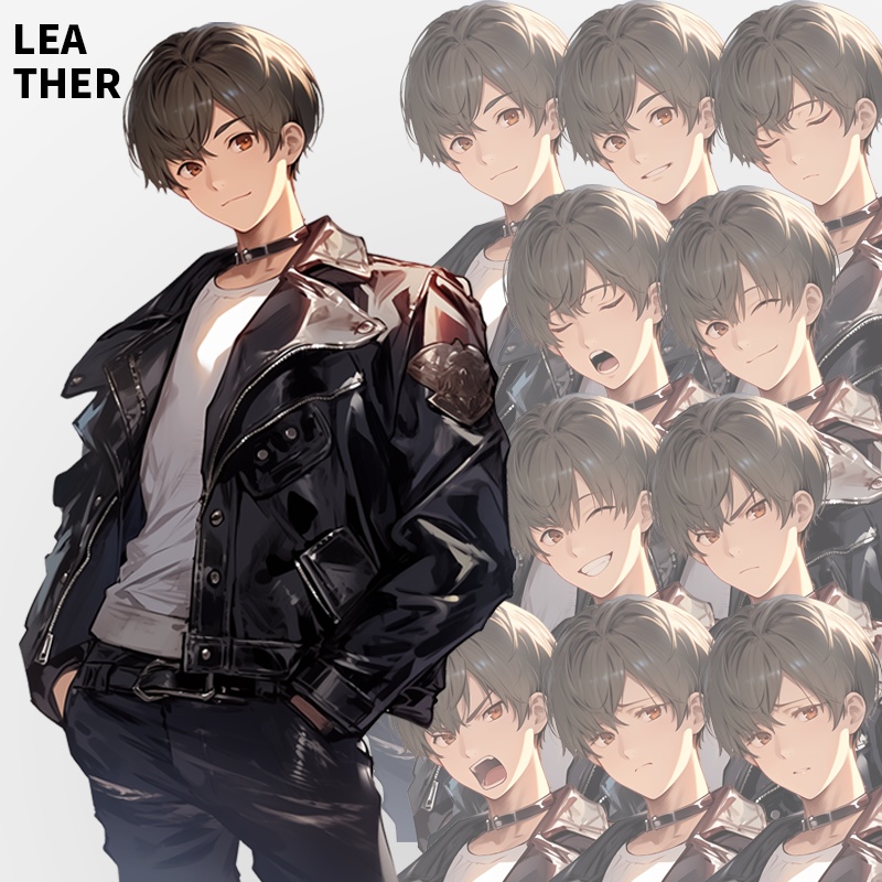 サラサラ髪の男|半身立ち絵(服装3種×表情差分10種=合計30枚)