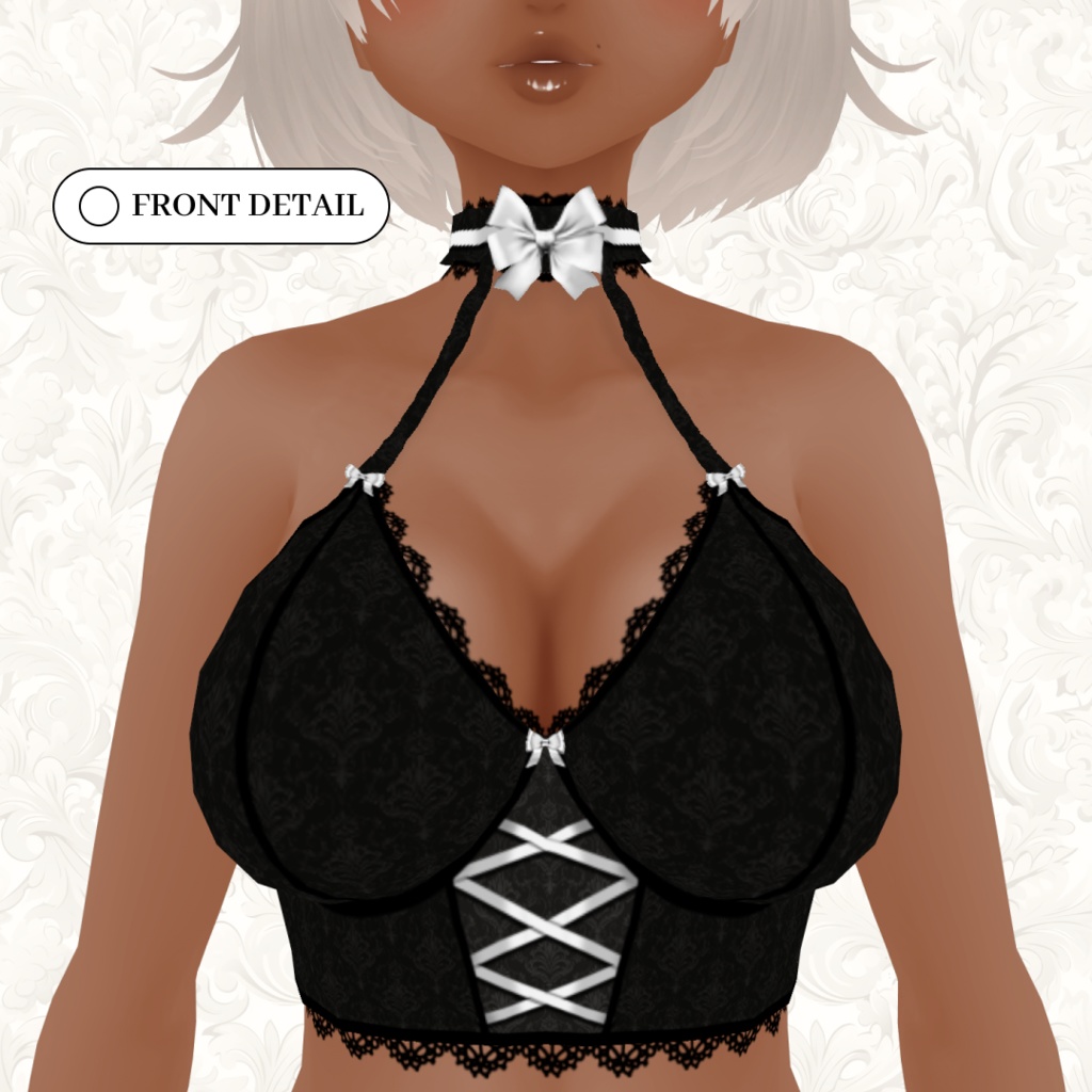 Black Lace Camisole With Bows | Gothic Top | VRoid