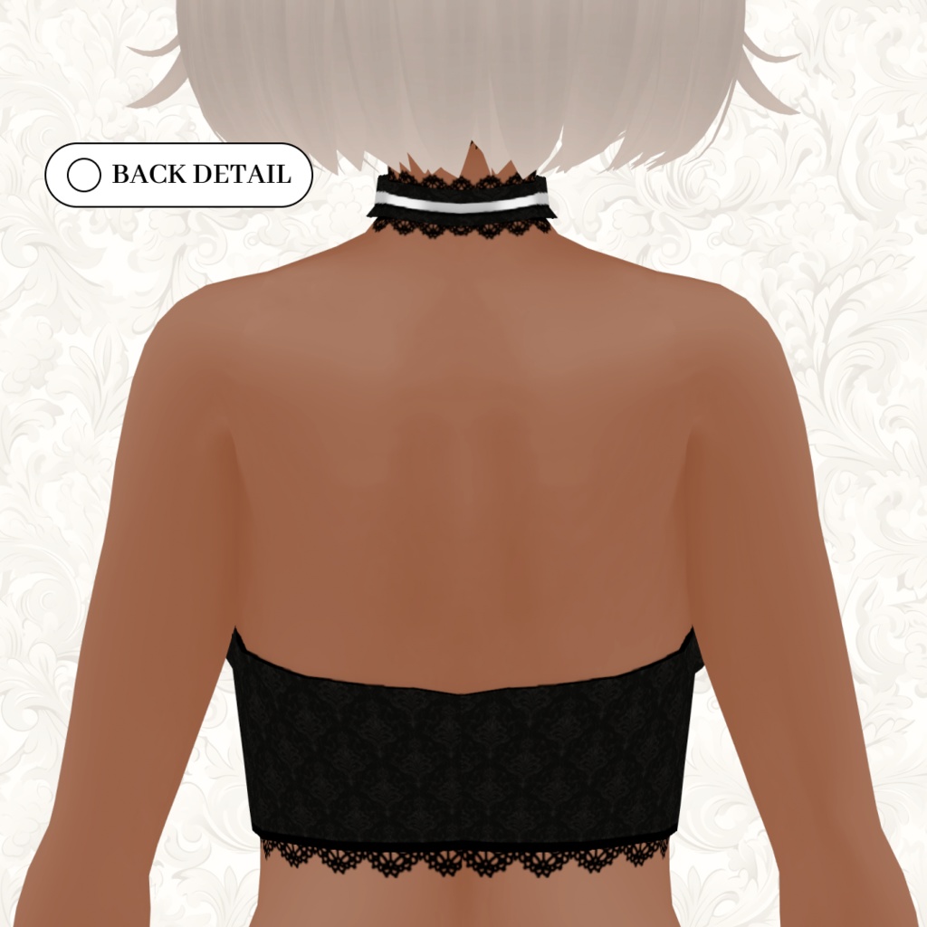 Black Lace Camisole With Bows | Gothic Top | VRoid