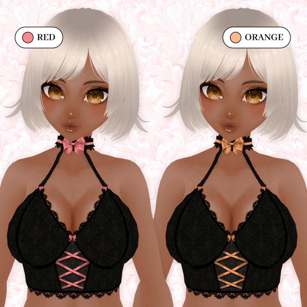 Black Lace Camisole With Pastel Bows | Gothic Top | VRoid