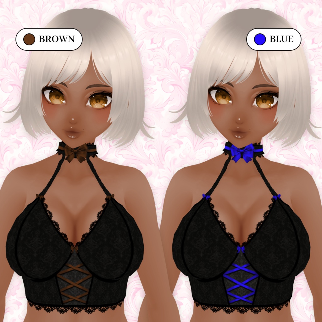 Black Lace Camisole With Colorful Bows | Gothic Top | VRoid
