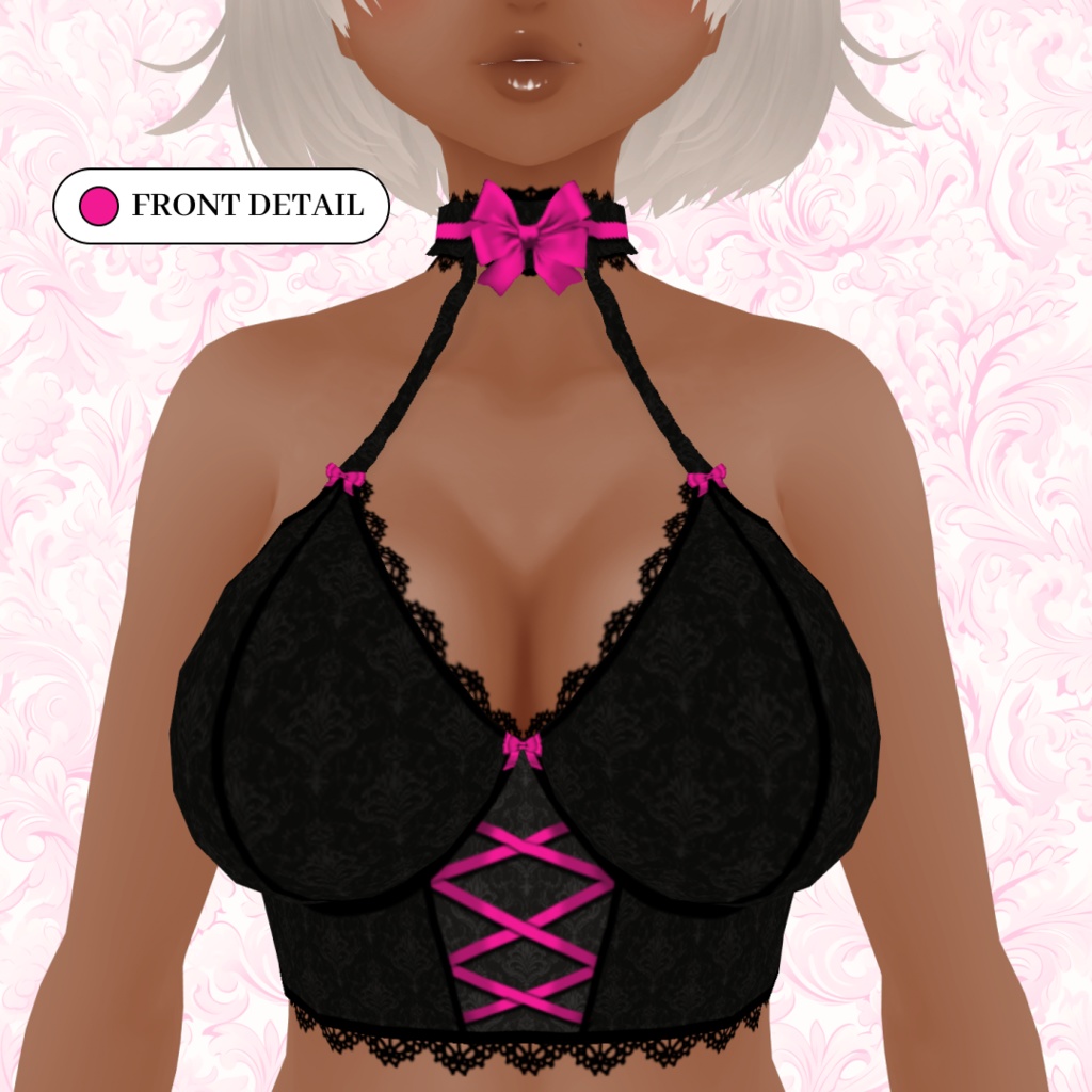 Black Lace Camisole With Colorful Bows | Gothic Top | VRoid