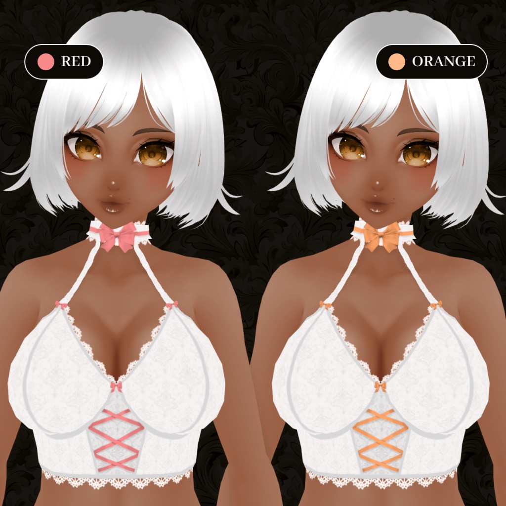 Black Lace Camisole With Colorful Bows | Gothic Top | VRoid