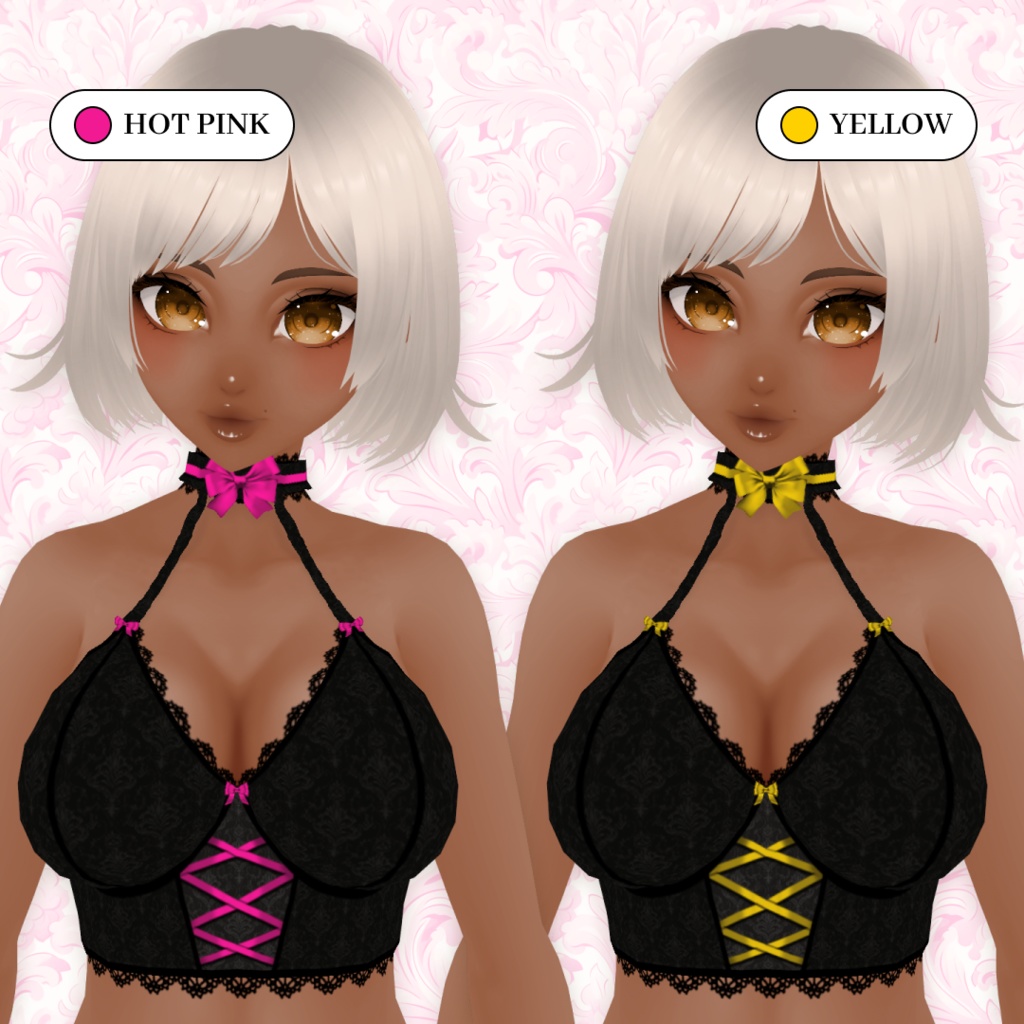 Black Lace Camisole With Colorful Bows | Gothic Top | VRoid