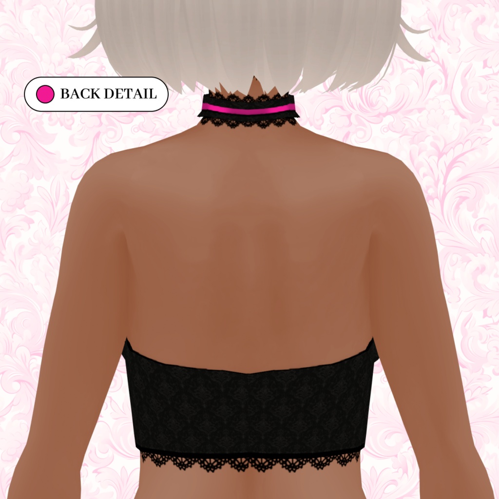 Black Lace Camisole With Colorful Bows | Gothic Top | VRoid