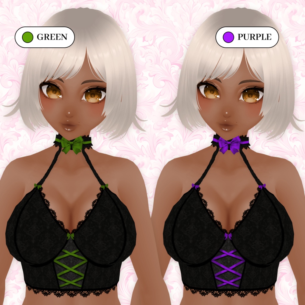 Black Lace Camisole With Bows | Gothic Top | VRoid | Bundle + PSD