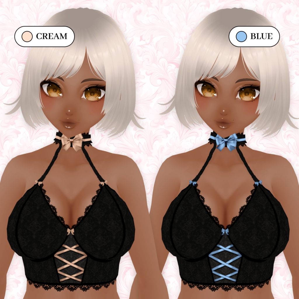 Black Lace Camisole With Bows | Gothic Top | VRoid | Bundle + PSD