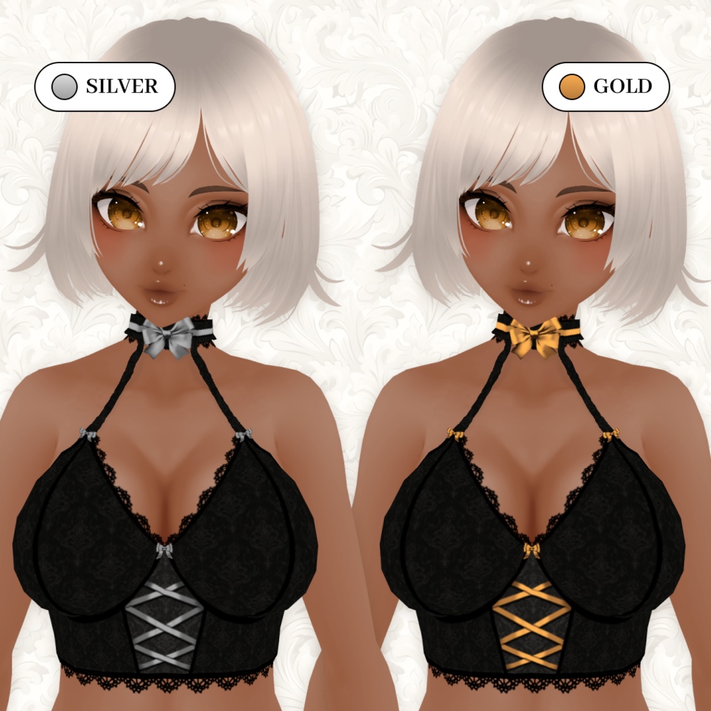 Black Lace Camisole With Bows | Gothic Top | VRoid | Bundle + PSD