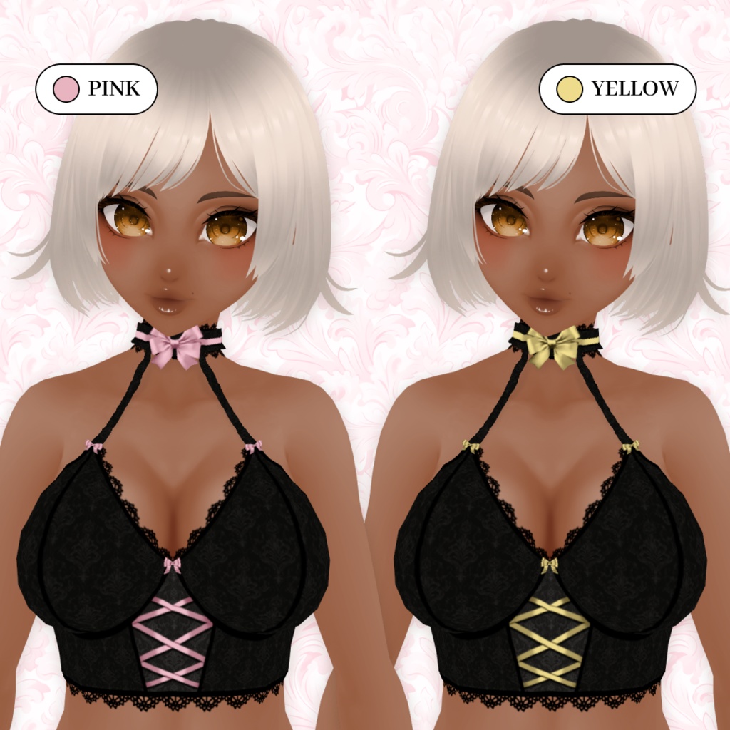 Black Lace Camisole With Bows | Gothic Top | VRoid | Bundle + PSD