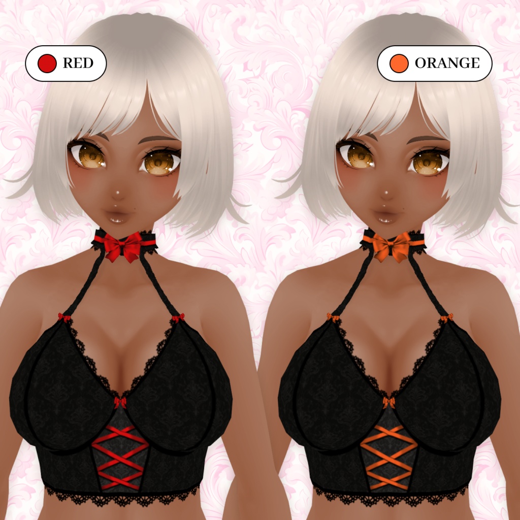 Black Lace Camisole With Bows | Gothic Top | VRoid | Bundle + PSD