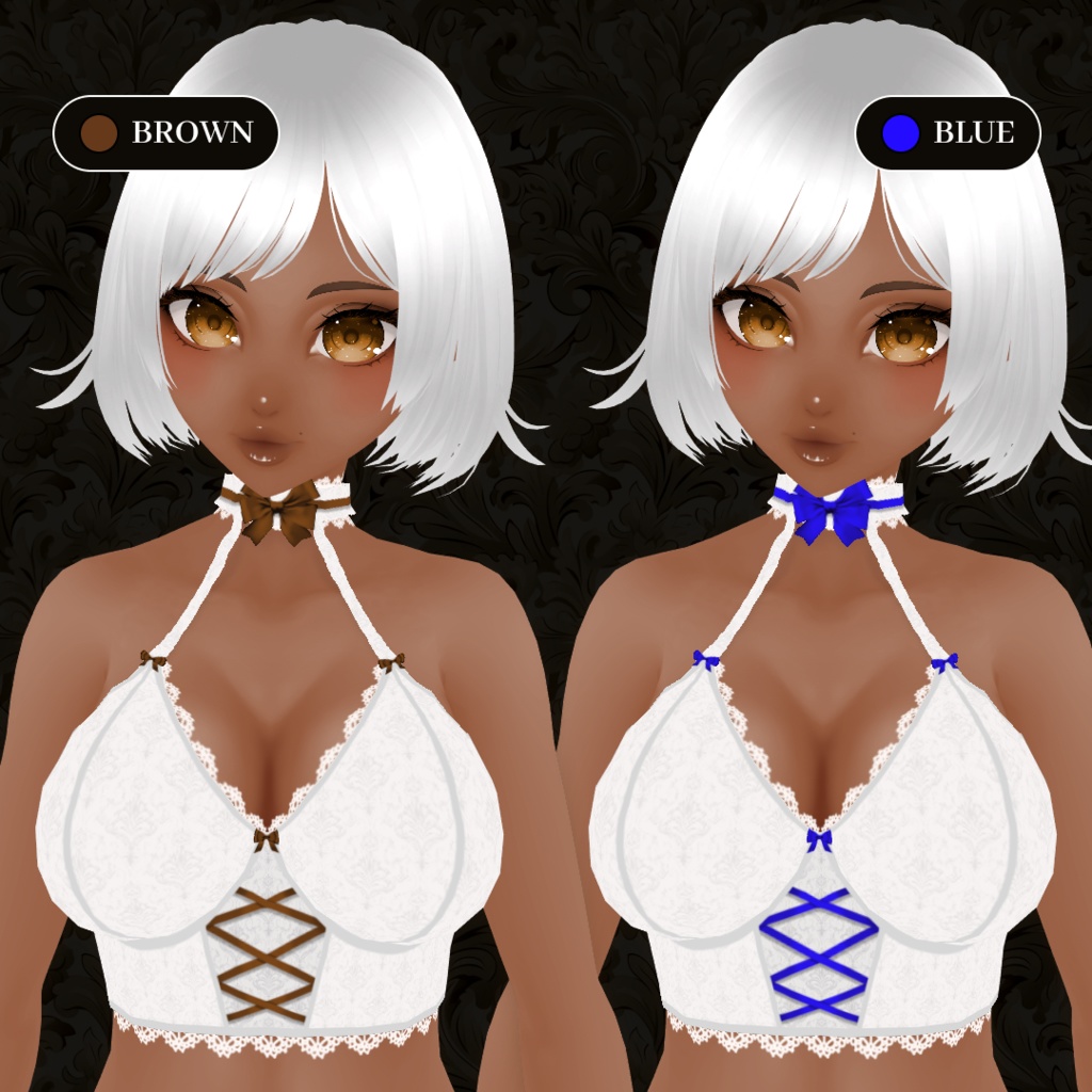 White Lace Camisole With Colorful Bows | Lace Top | VRoid