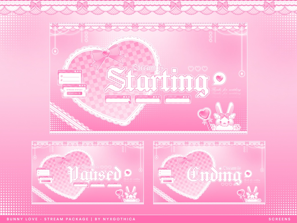 Bunny Love | Stream Pack - Overlays, Screens, Schedule Template