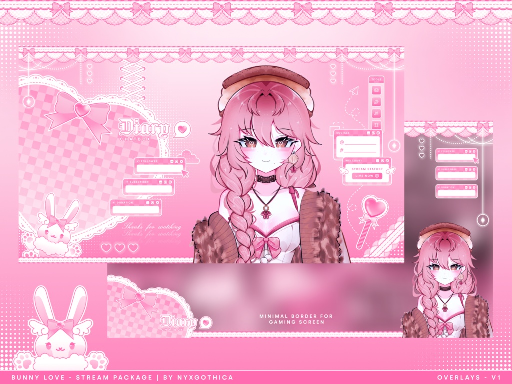 Bunny Love | Stream Pack - Overlays, Screens, Schedule Template