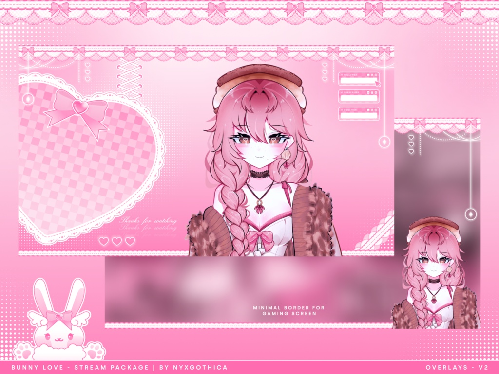 Bunny Love | Stream Pack - Overlays, Screens, Schedule Template