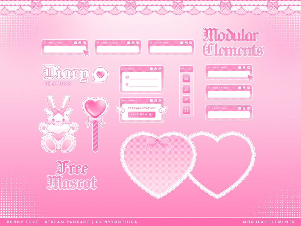Bunny Love | Stream Pack - Overlays, Screens, Schedule Template