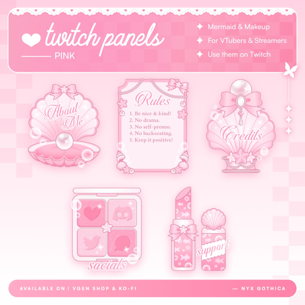 Mermaid Twitch Panels - Pink, Purple or Blue
