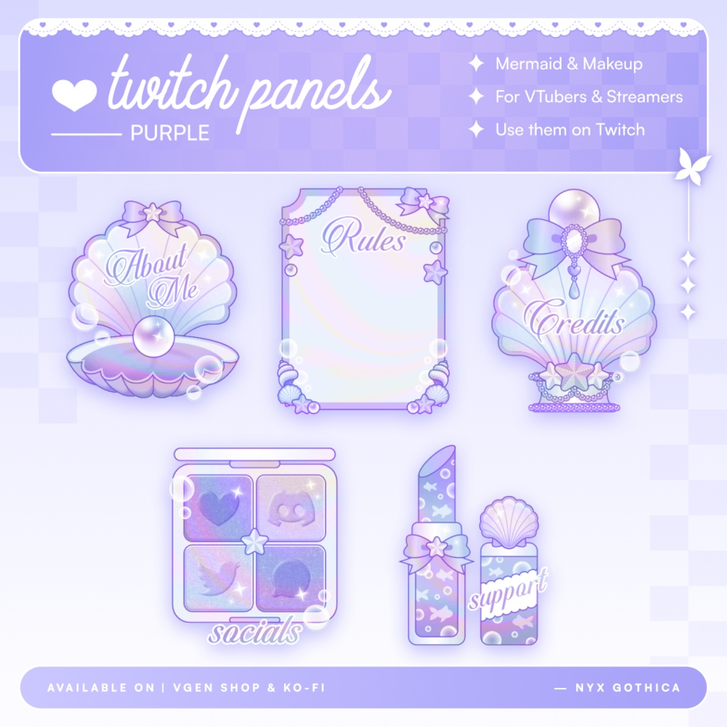 Mermaid Twitch Panels - Pink, Purple or Blue