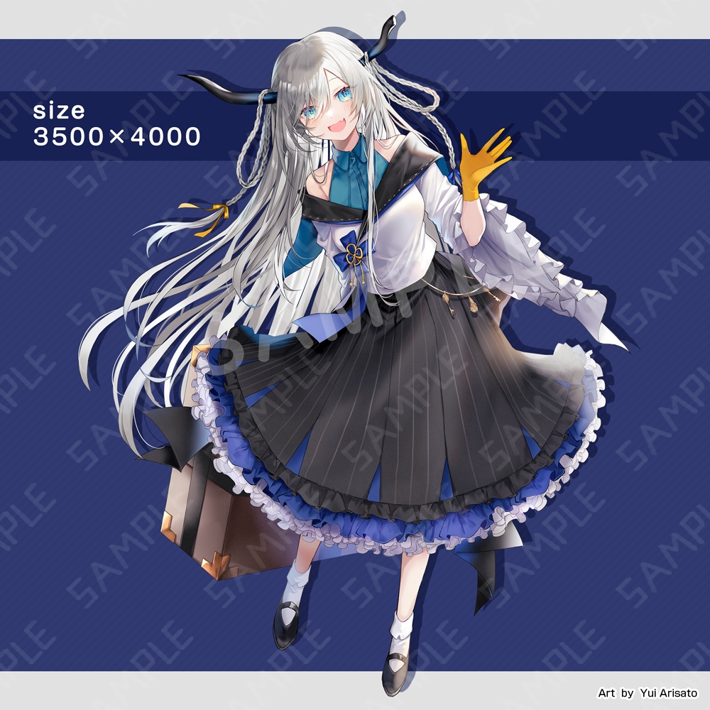 【 立ち絵素材 】表情10種!角女の子立ち絵セット