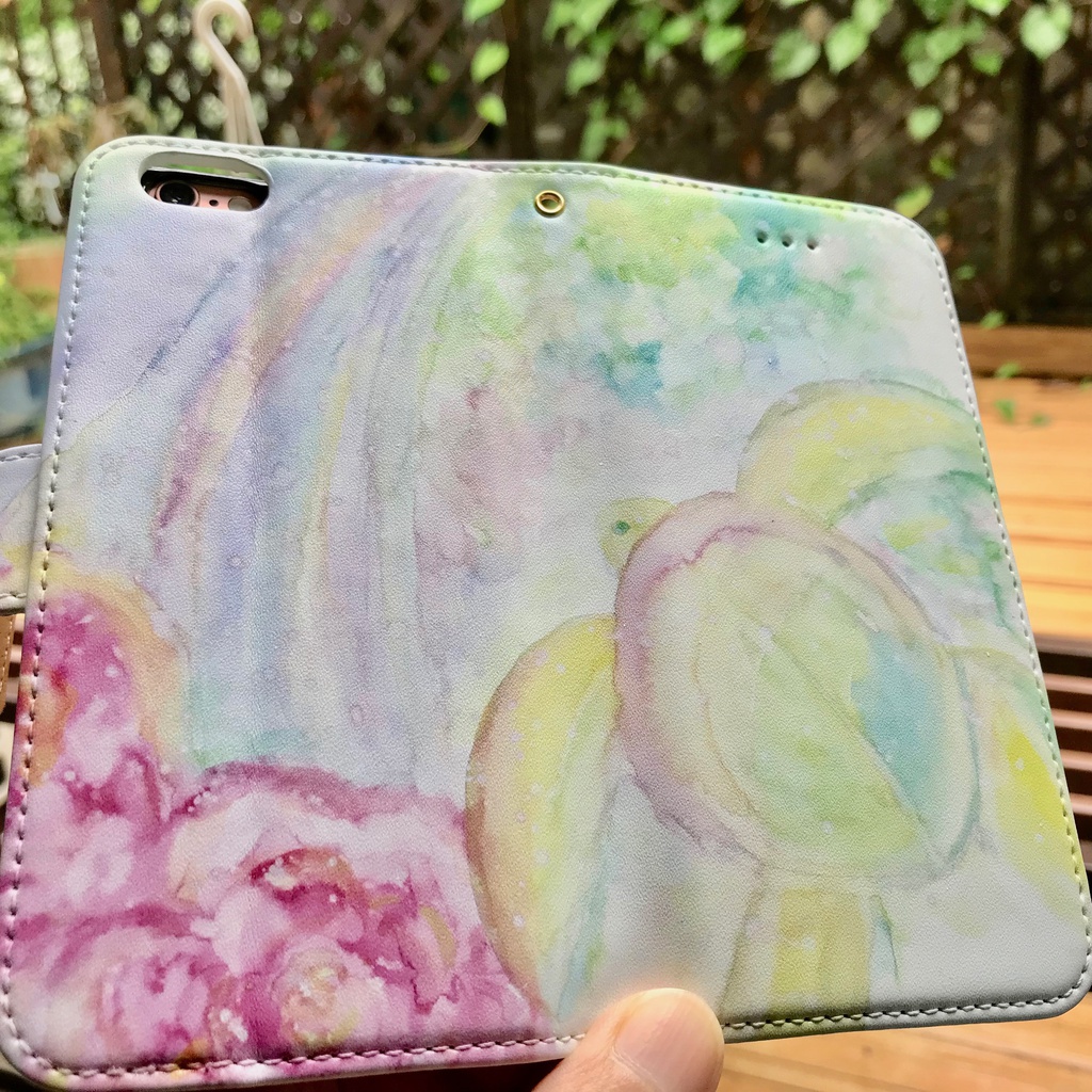 手帳型iPhoneケース - ストラップ穴 あり *絵柄  ロケ-ラニlokelani