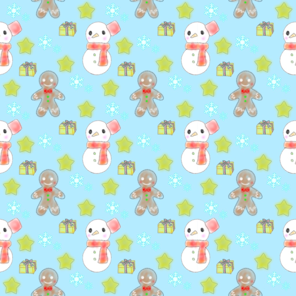 雪だるまとクッキーマン クリスマス、冬素材 デジタルペーパー3枚セット