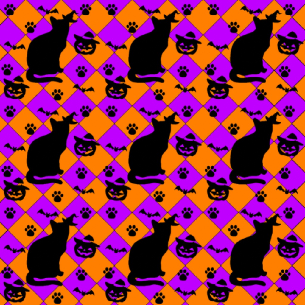 ハロウィン 猫 シルエット デジタルペーパー 6枚セット