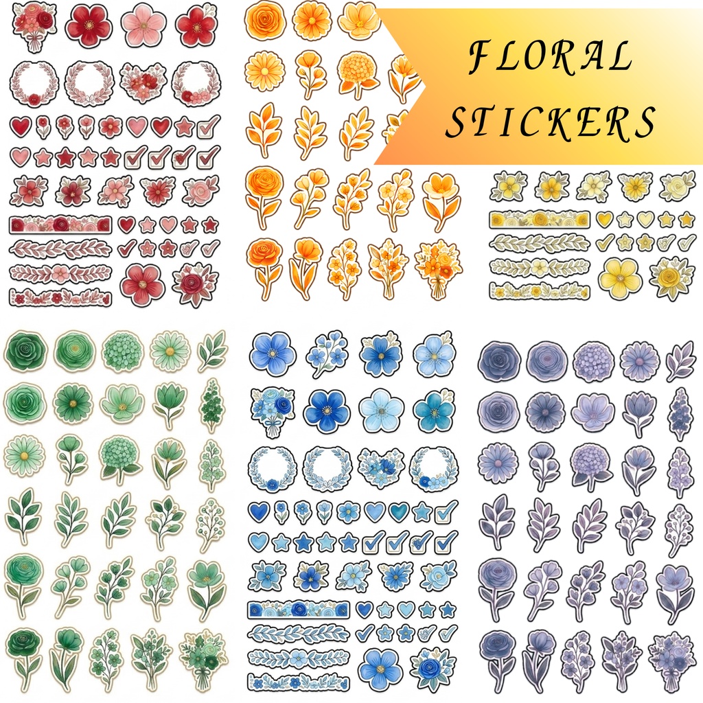 デジタルプランナー　お花＋曜日・月ステッカーセット