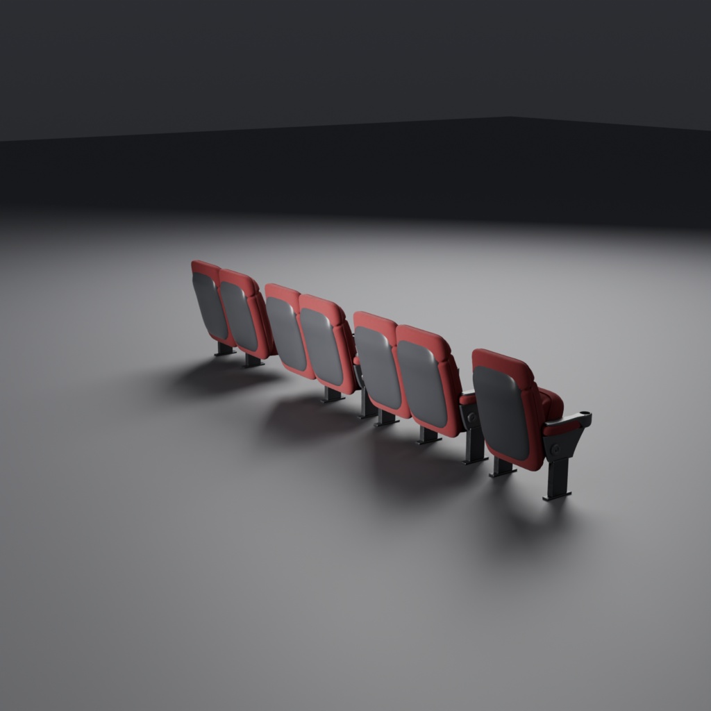 シアターチェア(映画館・一般席)汎用3Dモデル | 4形状セット/2色 | レンダリング用 | .blend +ベイク済みテクスチャ