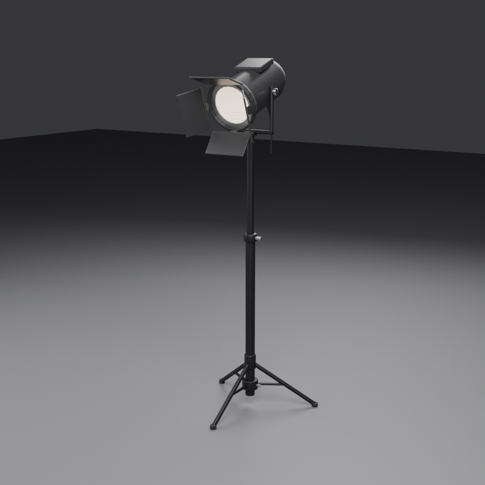 スポットライトスタンド(フレネル灯体つき) 汎用3Dモデル | 6オブジェクト | 背景素材(映像制作向け)