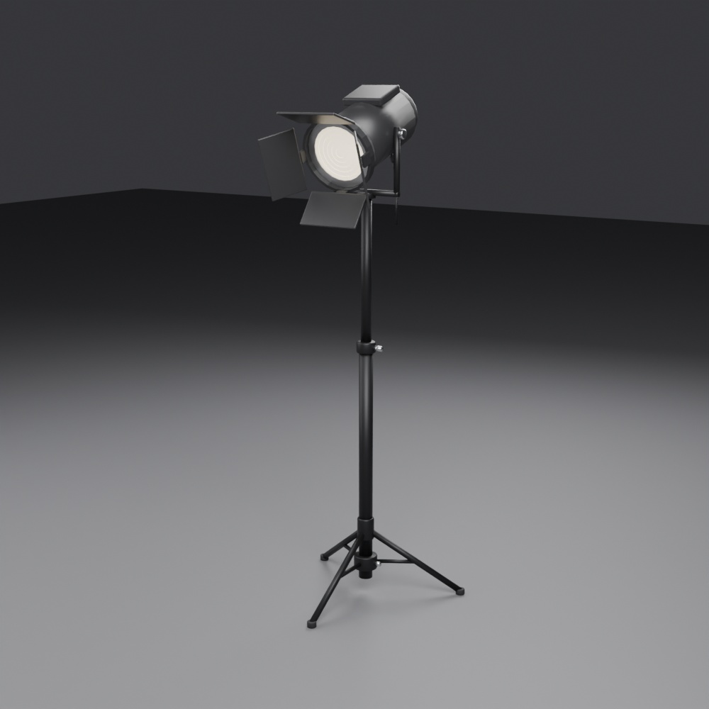 スポットライトスタンド(フレネル灯体つき) 汎用3Dモデル | 6オブジェクト | 背景素材(映像制作向け)