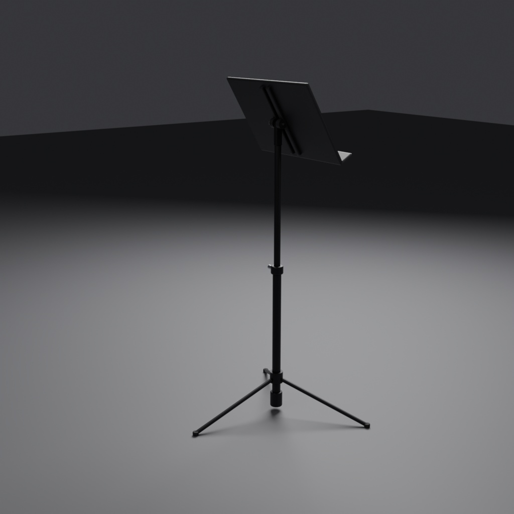 譜面台(高さ可変) 汎用3Dモデル | 4オブジェクト | .glb / .fbx / .obj | 背景素材(映像制作向け)