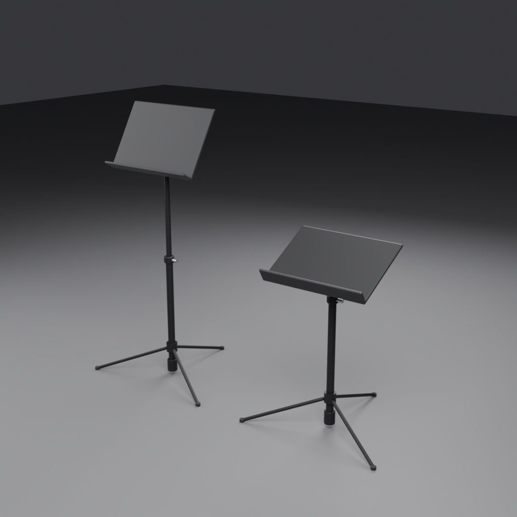譜面台(高さ可変) 汎用3Dモデル | 4オブジェクト | .glb / .fbx / .obj | 背景素材(映像制作向け)