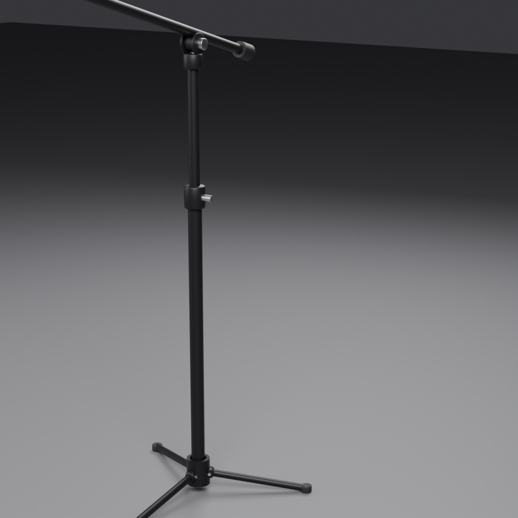 ブーム式マイクスタンド(マイク本体なし) 汎用3Dモデル | 4オブジェクト | .fbx / .glb / .obj | 背景素材(映像制作向け)