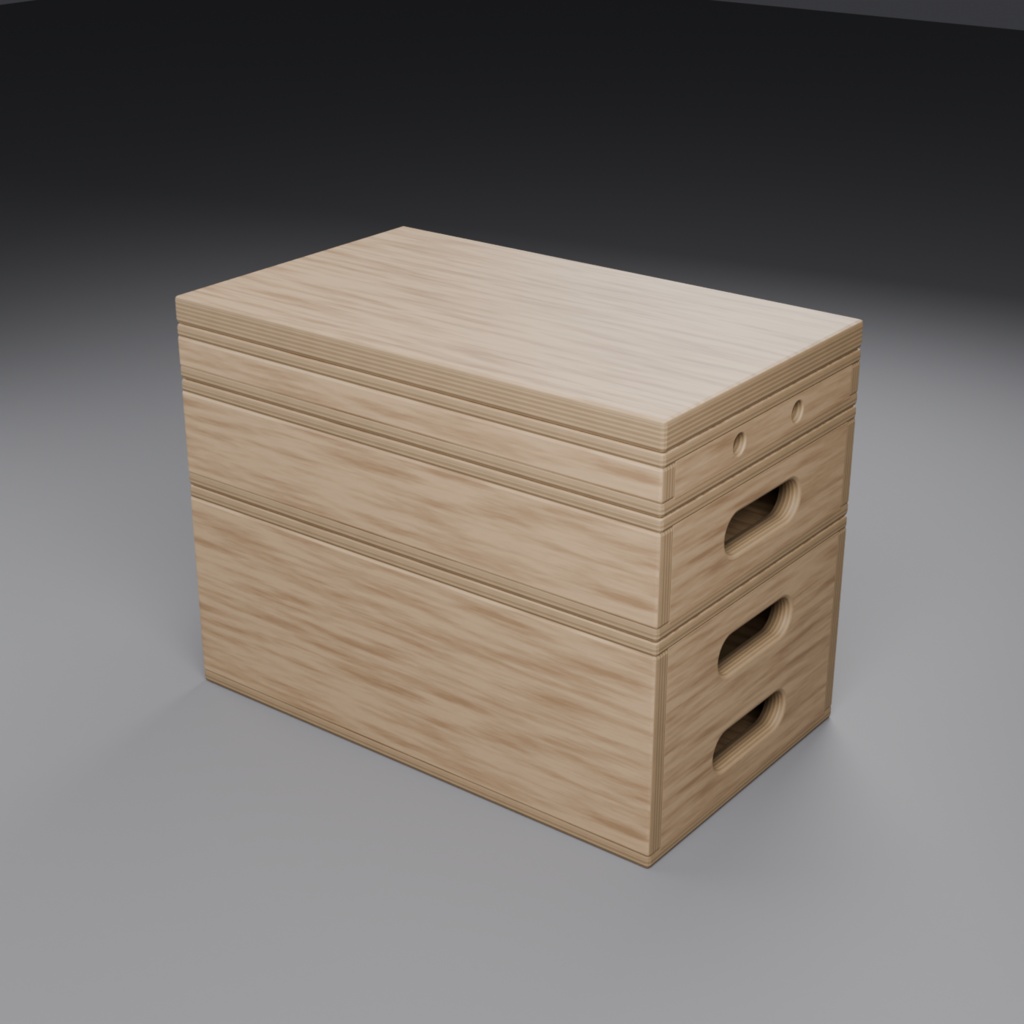 アップルボックス/木箱(撮影現場の箱馬)4サイズ 汎用3Dモデル | 4オブジェクト | .glb / .fbx / .obj | 背景素材(映像制作向け)