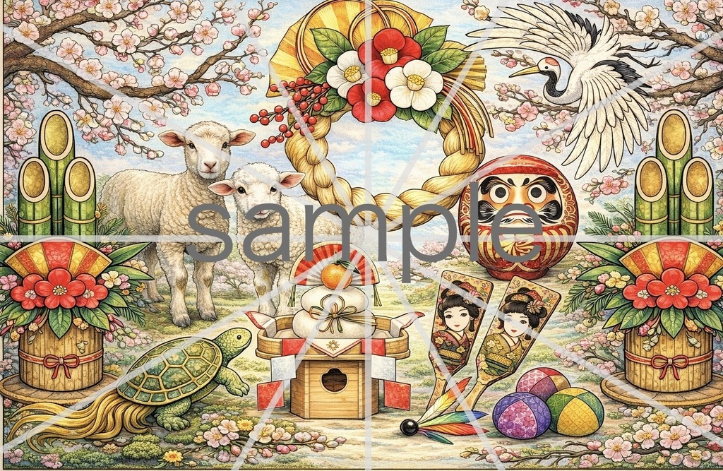 繋げる大人の塗り絵PDF ｜21枚セット＋完成カラー見本