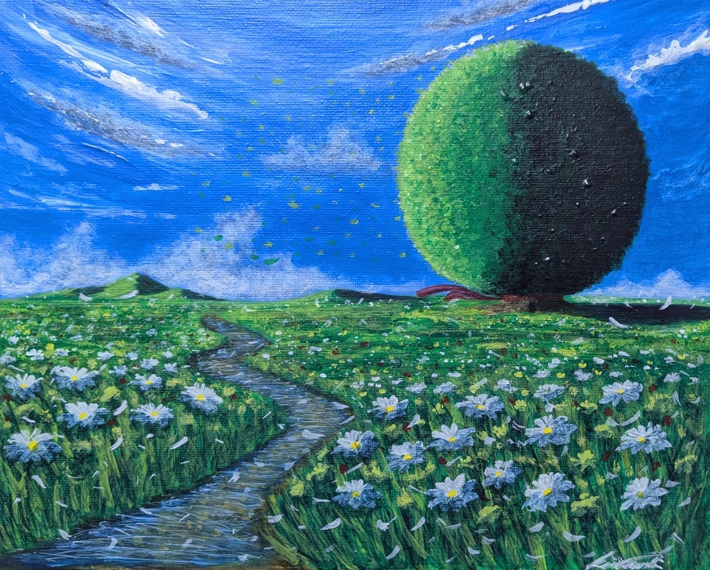 癒しの風景画 「静かな時間　〜小川のせせらぎ〜」F3 原画