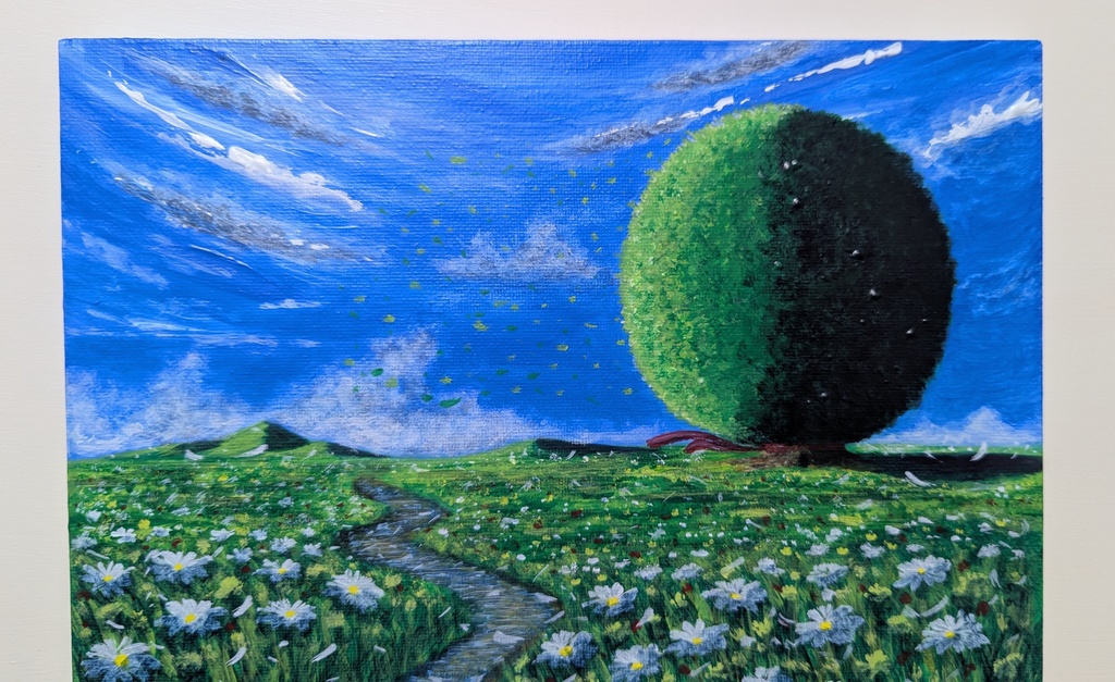 癒しの風景画 「静かな時間 〜小川のせせらぎ〜」F3 原画